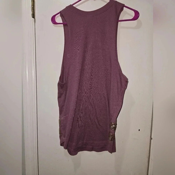 Victorias Secret Pink Muscle Tank Top Tee Bronze Gold bling Medium - Picture 4 of 4